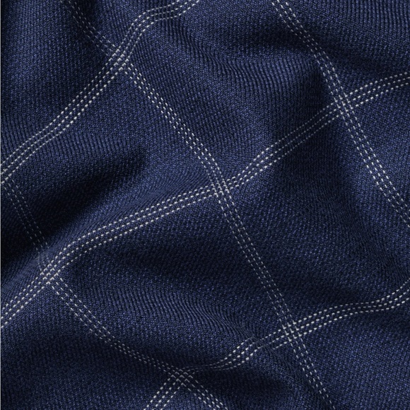 Charles Tyrwhitt Ink Blue Non-Iron Twill Windowpane Check Shirt - Picture 3 of 4